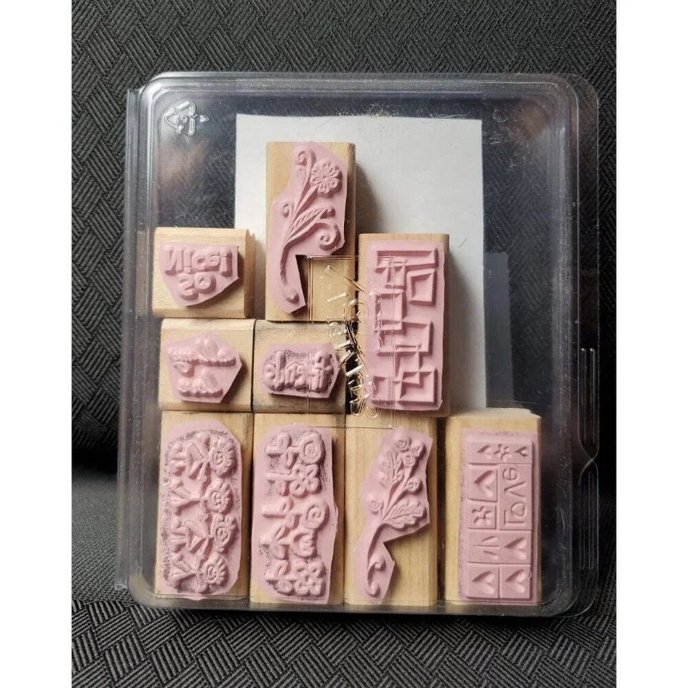 Vintage Stamps Stampin Up 2004 Smorgasbord 9 Stamp Set in Plastic Case
